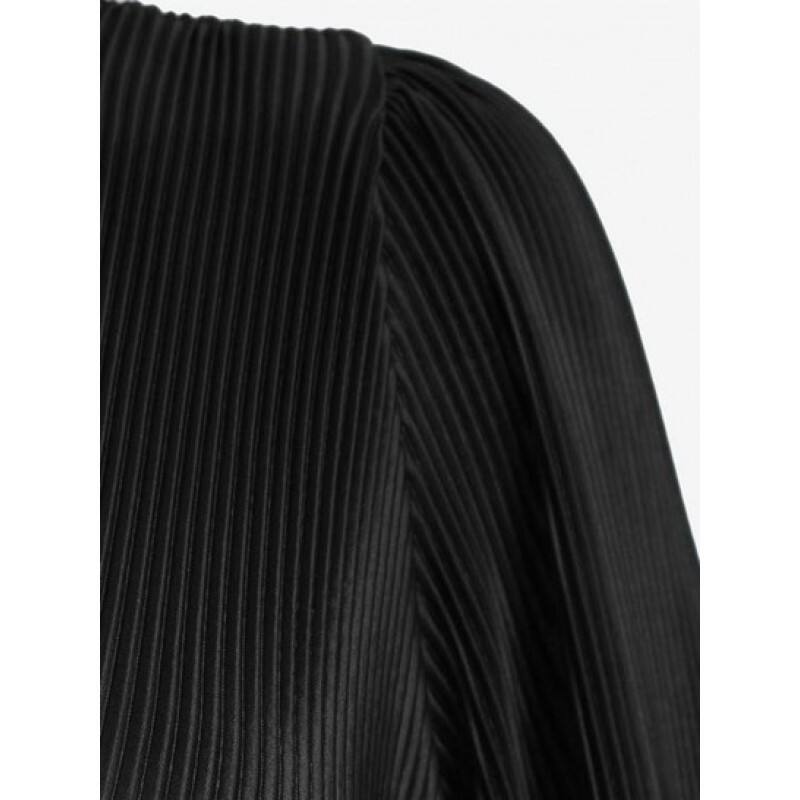 Long Sleeve Plisse Cropped Wrap Blouse GG2906