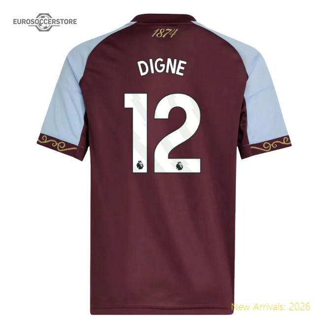 Authentic 2025-2026 Aston Villa Home Shirt (kids) (digne 12)