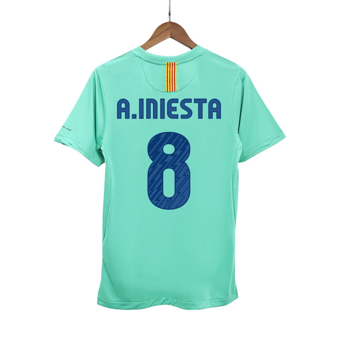 Retro A.INIESTA #8 2010/11 Barcelona Away  Soccer Jersey Authentic Kit