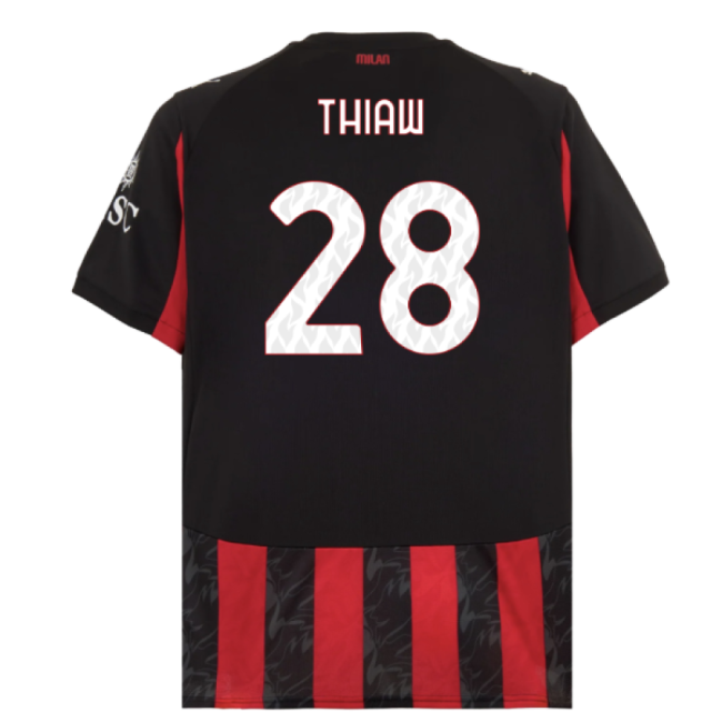 Authentic Ac Milan Home Thiaw Jersey 2025-2026 Moisture-wicking