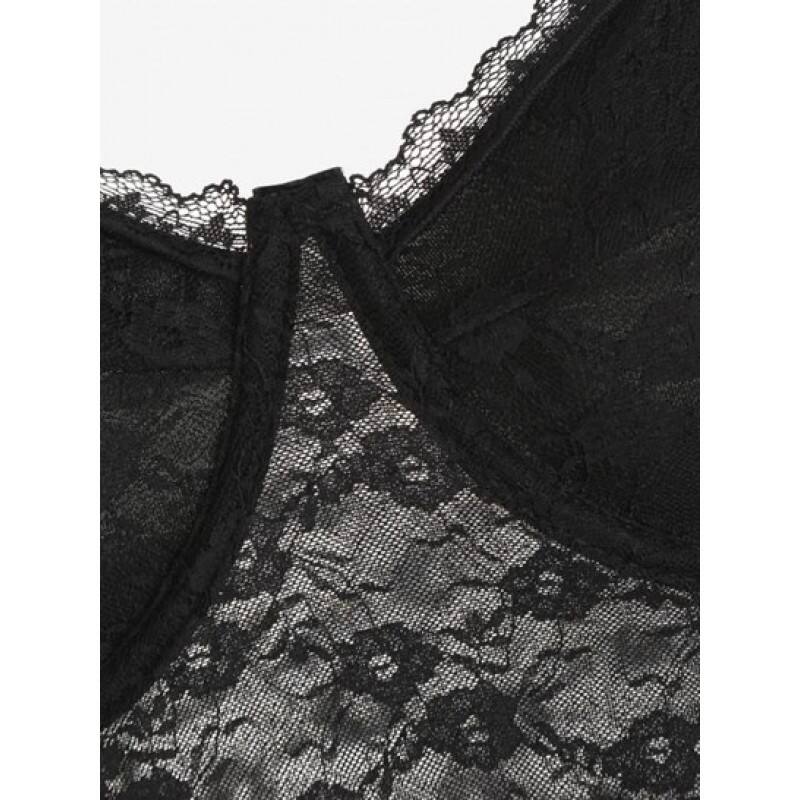 Underwire Bustier Sheer Lace Cami Top WL6521