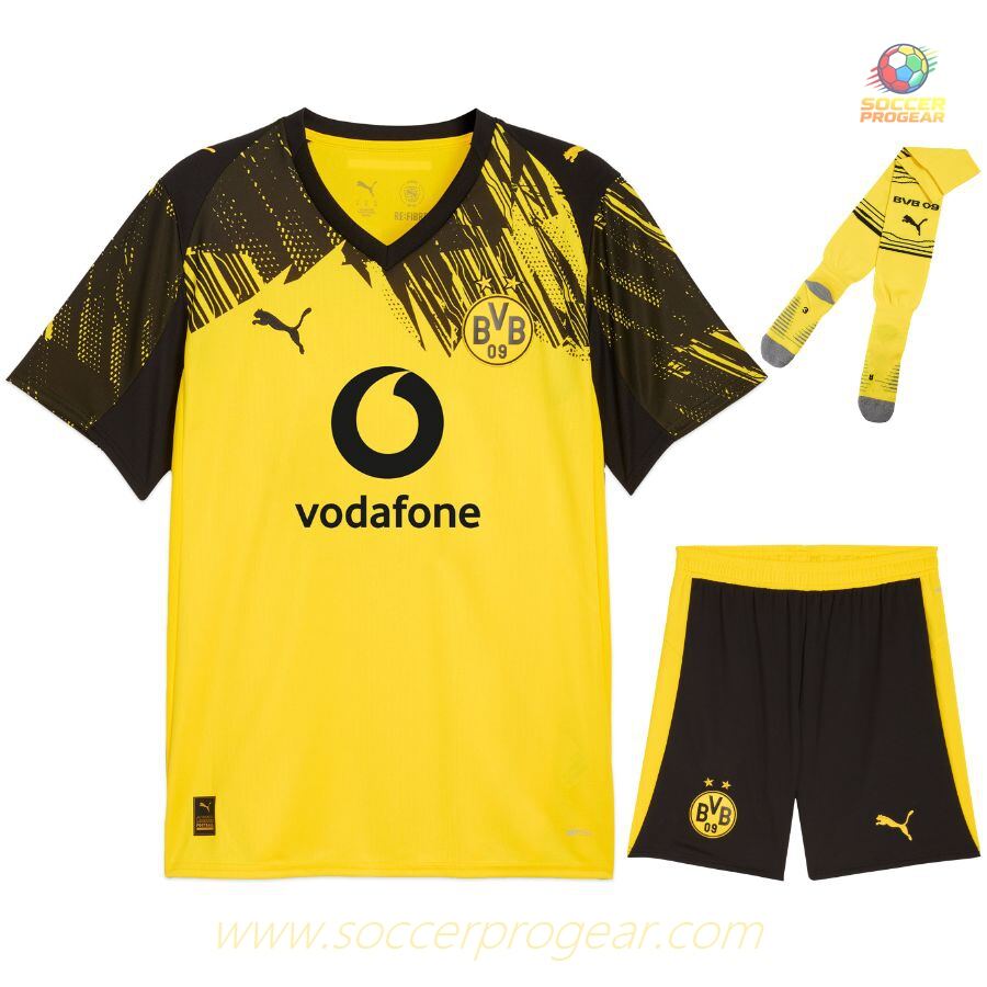 Team Jersey Football Soccer Uniform Youth BVB Dortmund Home 2025-26 Edition