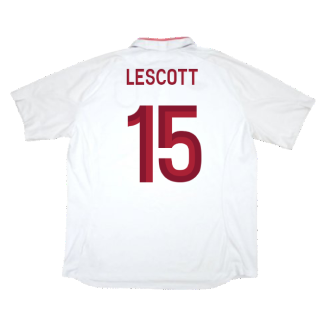Lescott 15 Authentic Replica England Home Fan Jersey for Adults