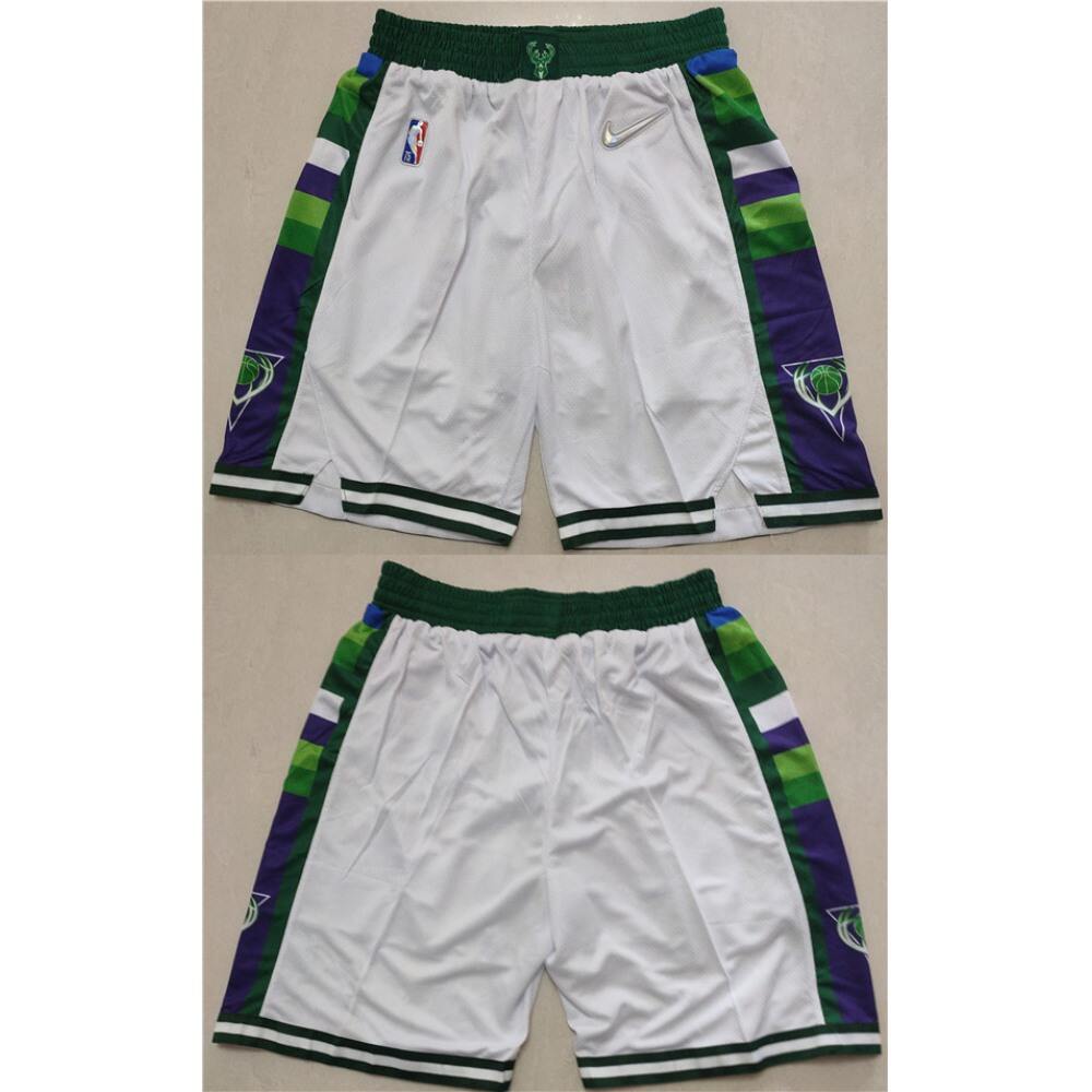 Men's Milwaukee Bucks White 75th Anniversary Shorts (Run Small)