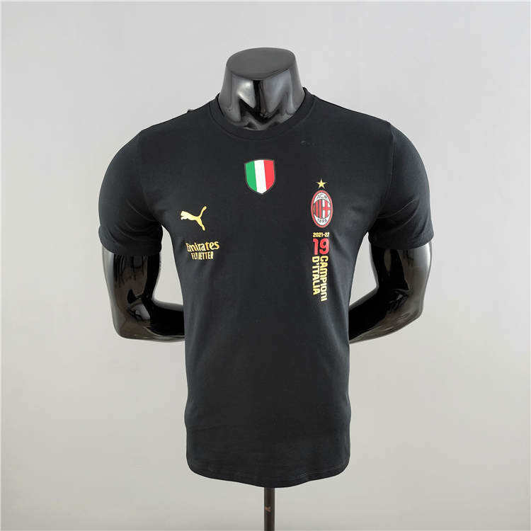 21-22 AC Milan Champion Black T-Shirt - Official Replica 6701