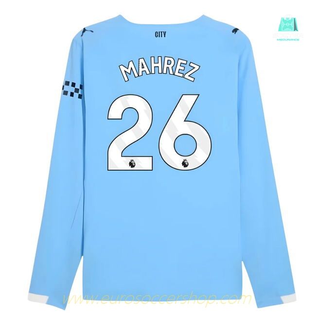 2025-2026 Man City Authentic Long Sleeve Home Shirt (Mahrez 26)