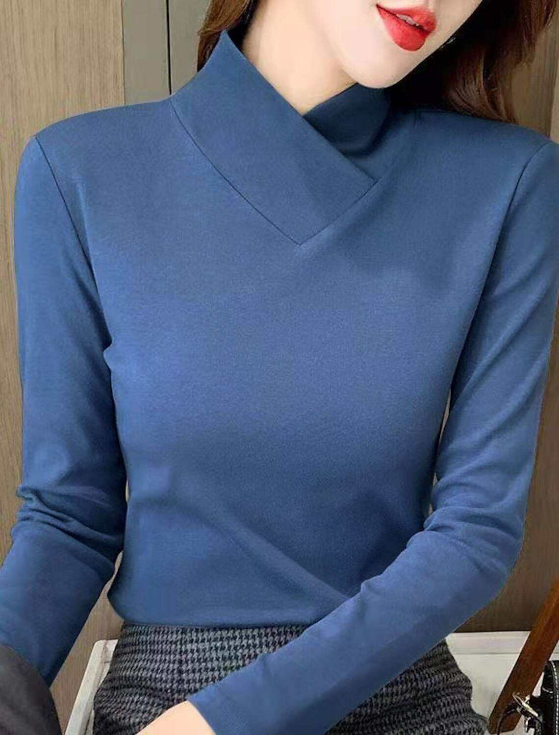 Women's Shirt Blouse Fashion Long Sleeve Regular Tops V Neck Casual Spring & Fall Fall & Winter