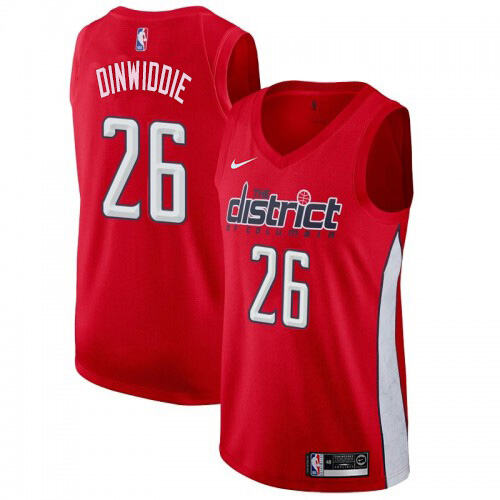 Wizards #26 Spencer Dinwiddie Premium 2024 Earned NBA Jersey - Red