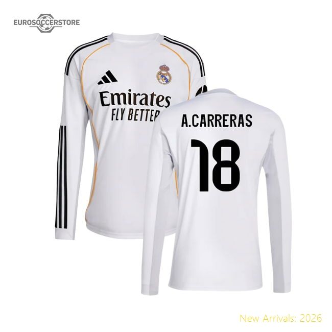 Superior 2025-2026 Real Madrid Long Sleeve First Jersey (acarreras