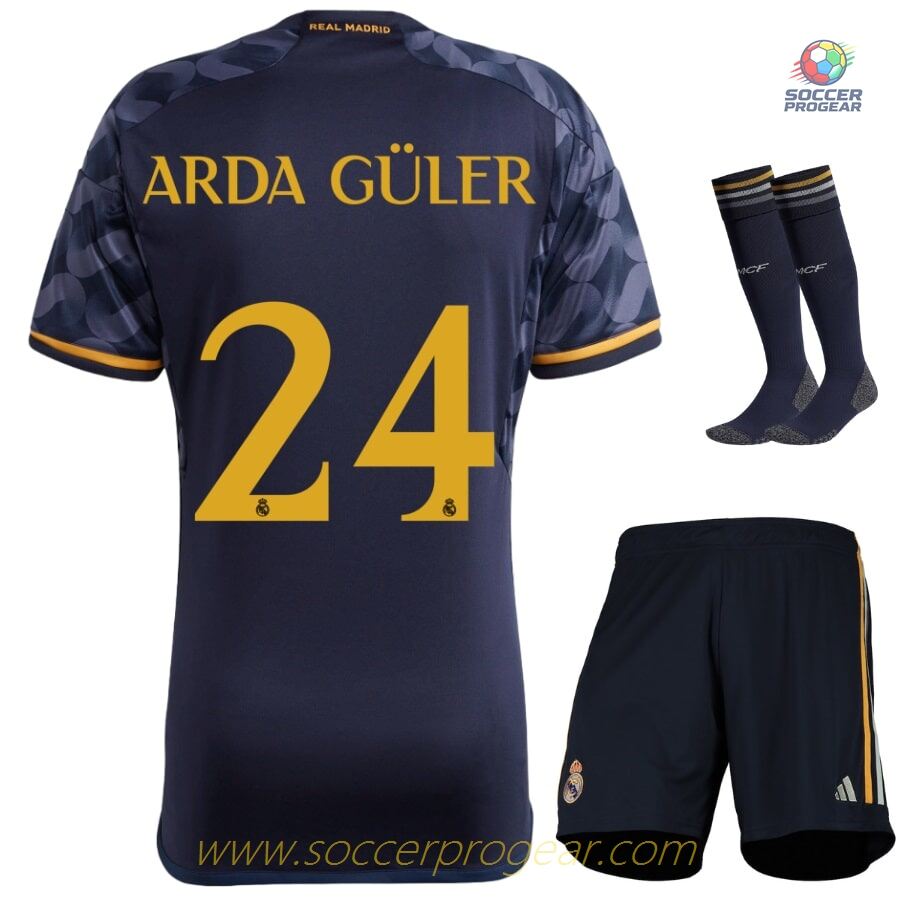 Real Madrid Away Youth Soccer Uniform Team Shirt 2023 2024 Arda Guler