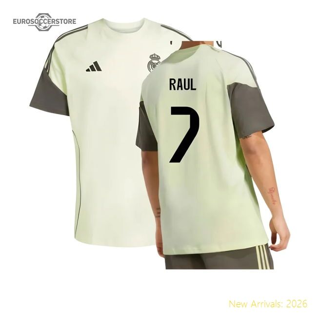First-class 2025-2026 Real Madrid Training Tee (almost Lime) (raul 7)