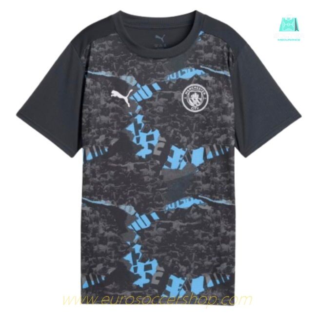 2024-2025 Man City Prematch SS Jersey (Strong Gray) - Kids (De Bruyne 17)