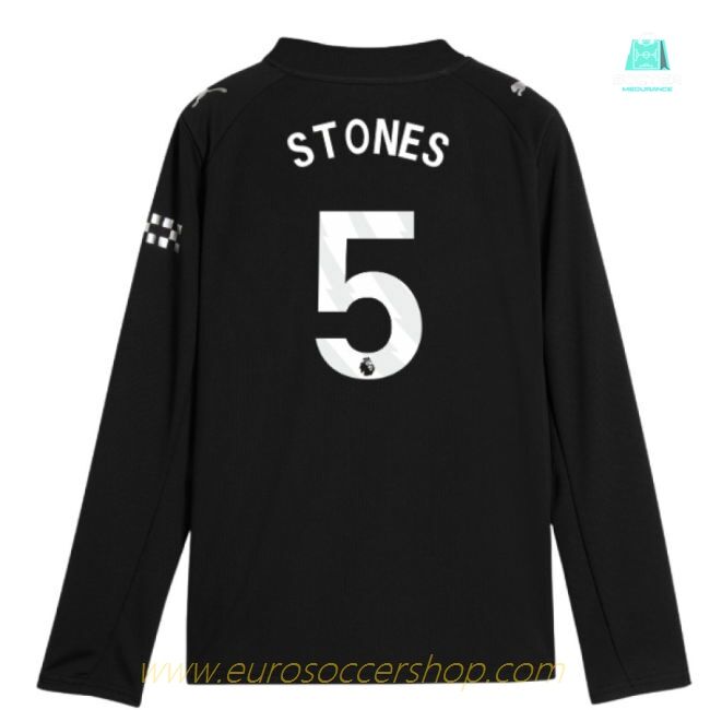 2025-2026 Man City Long Sleeve Away Shirt (Kids) (Stones 5)