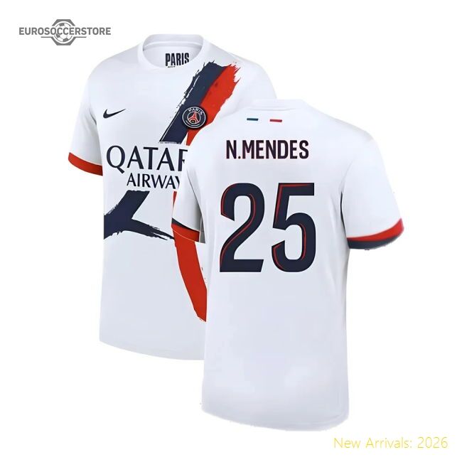 Trending Authentic 2024-2025 Psg Away Shirt (N.Mendes 25)