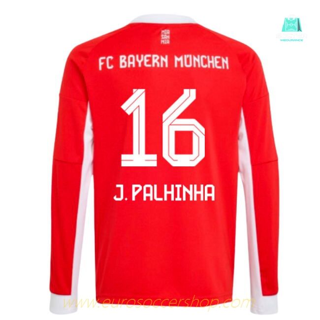 2025-2026 Bayern Munich Long Sleeve Home Shirt (Kids) (J. Palhinha 16)