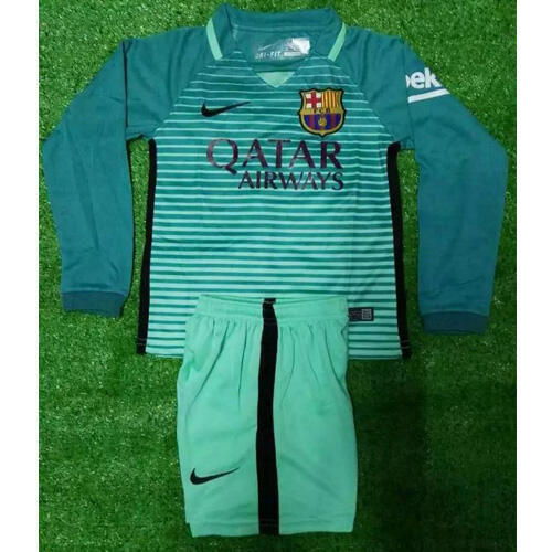 Kids Barcelona LS Third 2016-17 Soccer KitsShirtShorts - Official
