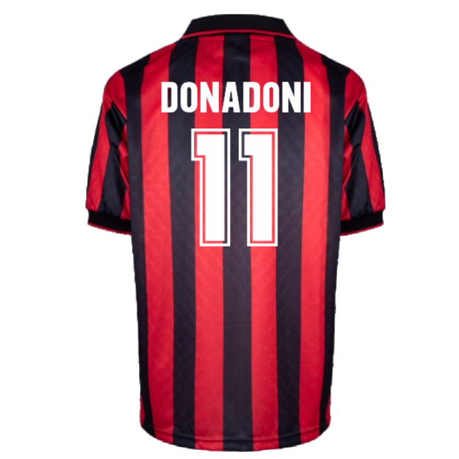 Genuine Professional-Grade Ac Milan 1996 Home Retro Shirt (Donadoni 11)