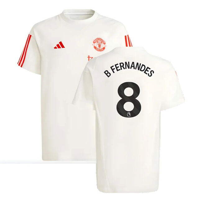 2023-2024 Man Utd Training Tee (White) - Kids (B Fernandes 8)