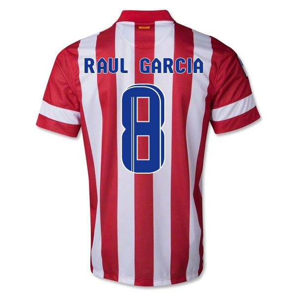 13-14 Atletico Madrid 8 Raul Garcia Home Soccer Jersey Shirt -