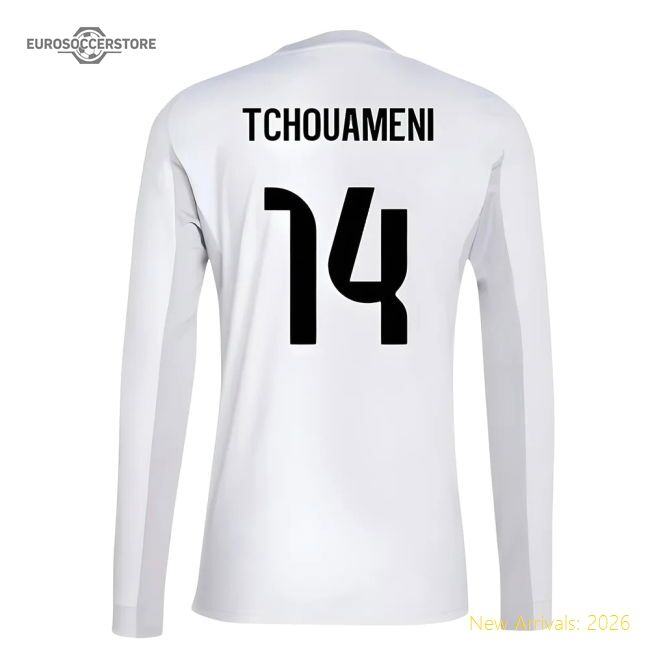 2025-2026 Real Madrid Long Sleeve Home Jersey (tchouameni 14)