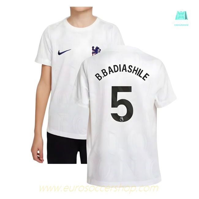2025-2026 Chelsea Pre-Match Shirt (White) - Kids (B.Badiashile 5)