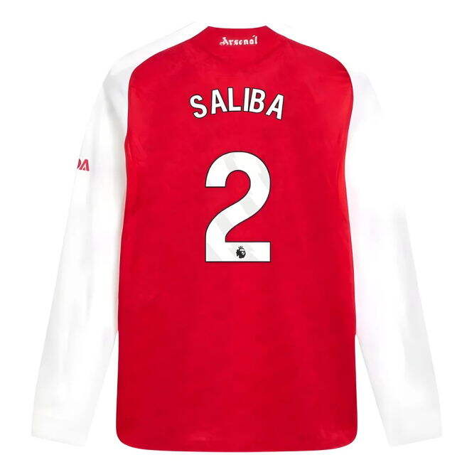 2025-2026 Arsenal Authentic Long Sleeve Home Shirt (Saliba 2) (Limi...