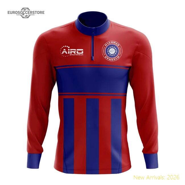 Myanmar Concept Football Half Zip Midlayer Top (red-blue)
