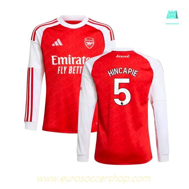 2025-2026 Arsenal Long Sleeve Home Shirt (Kids) (Hincapie 5)