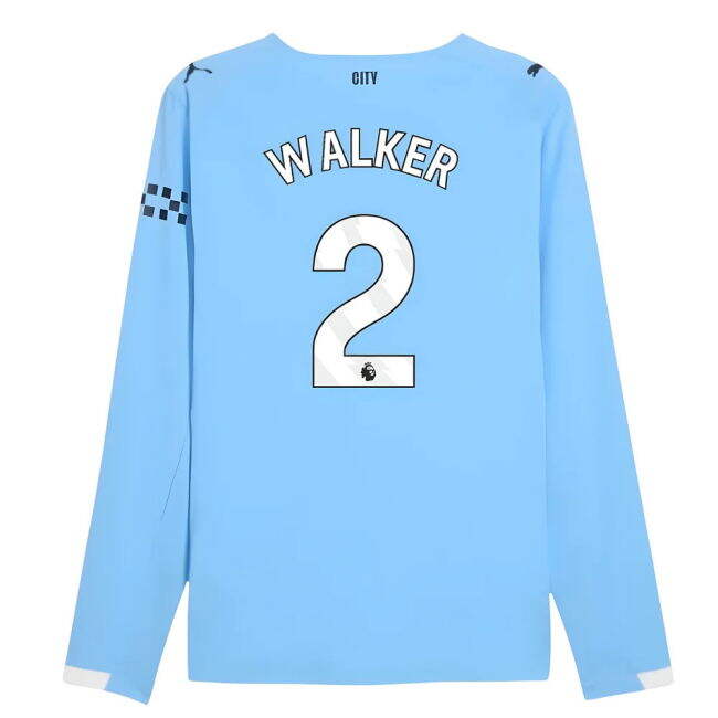 2025-2026 Man City Authentic Long Sleeve Home Shirt (Walker 2)