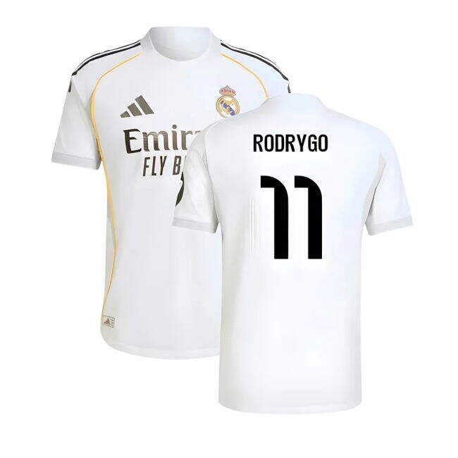 2025-2026 Real Madrid Home Football Shirt (Rodrygo 11) Stretch Fabric