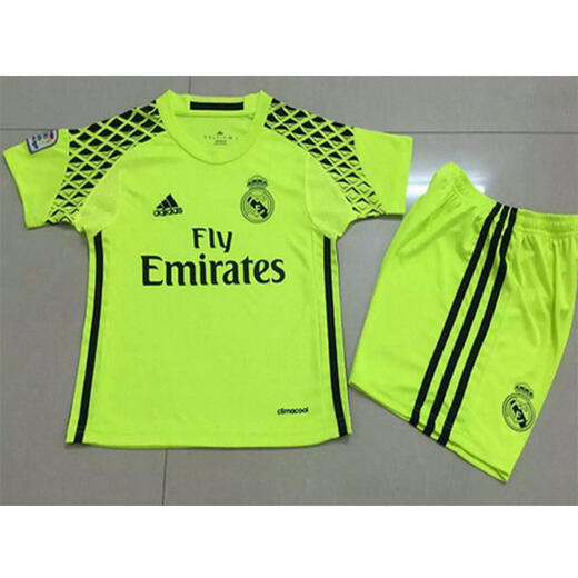 Kids Real Madrid Goalkeeper 201617 Green Soccer Kits ShirtShorts -