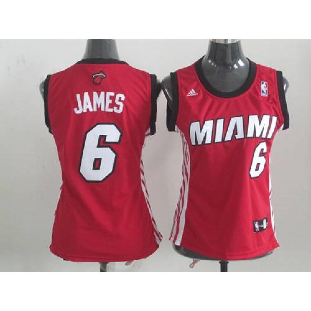 Heat #6 LeBron James Red Women's Alternate Stitched NBA Jersey