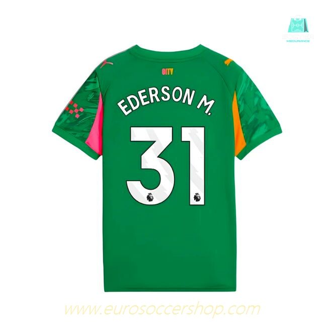 2025-2026 Man City Goalkeeper Away Shirt (Green) - Kids (Ederson M. 31)