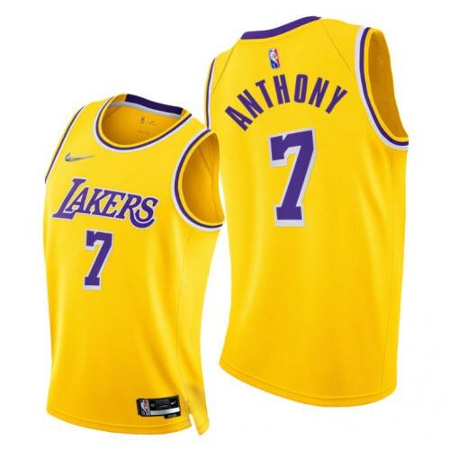 LA Lakers #7 Carmelo Anthony Durable 2021 75th NBA Jersey - Gold Icon