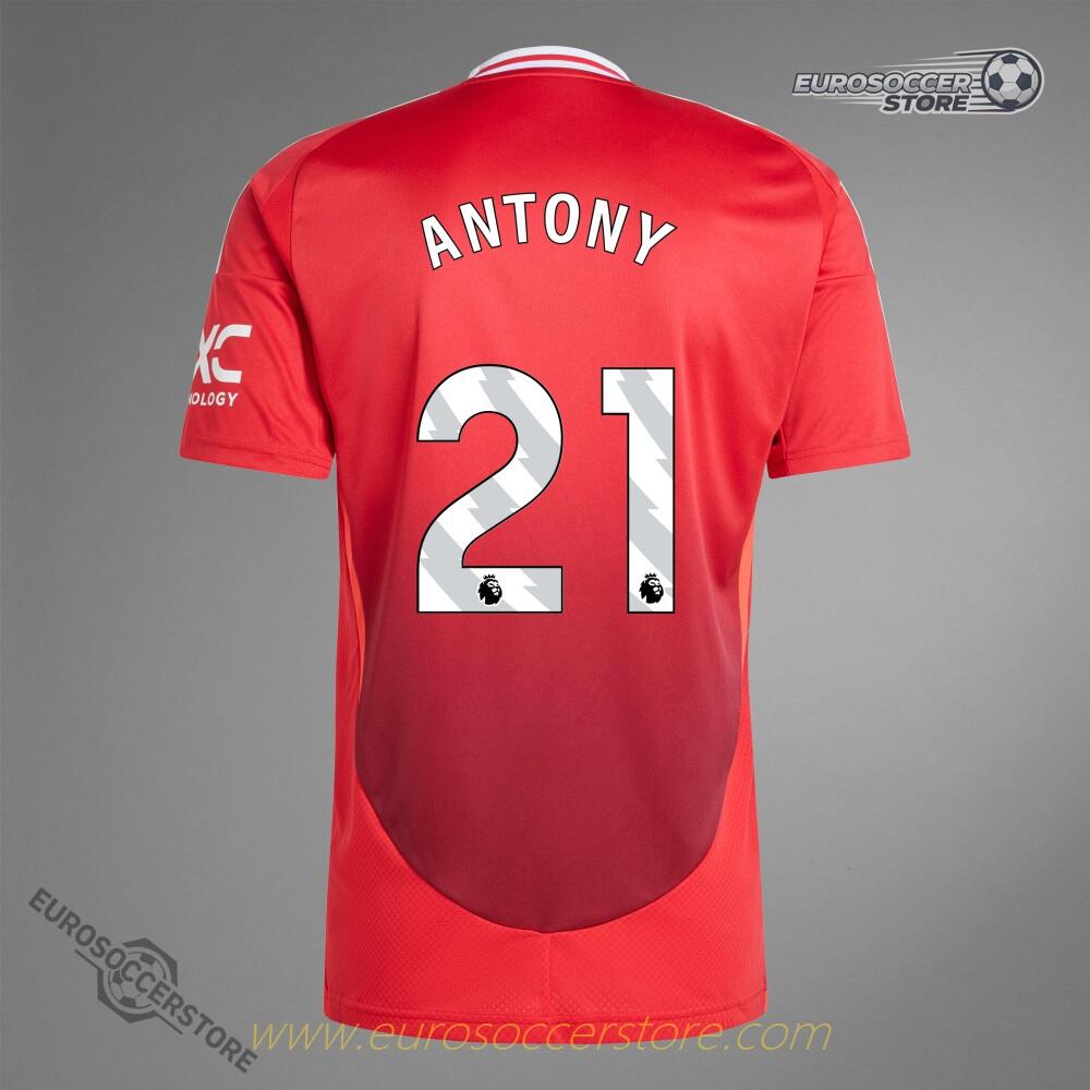 24-25 Season Manchester United Home Jersey, Worn by ANTONY with Number 21