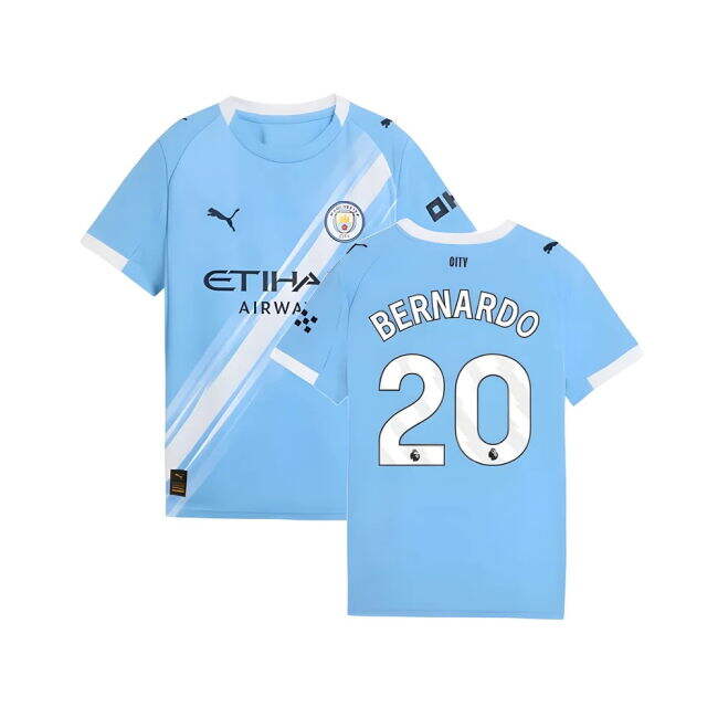 Faithful Football Man City Home Shirt Kids Bernardo #20 Authentic ...
