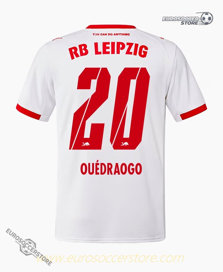RB Leipzig's 25-26 Home Jersey featuring OUÉDRAOGO with the number 20