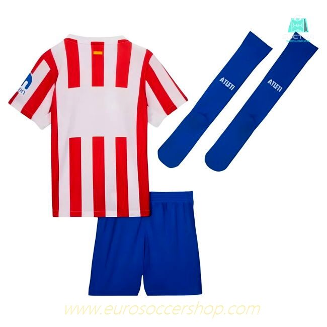 2025-2026 Atletico Madrid Home Little Boys Mini Kit