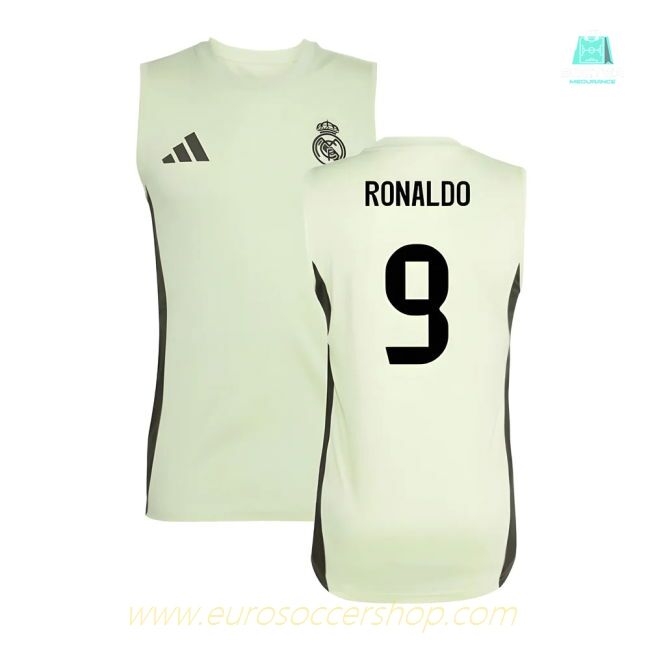 2025-2026 Real Madrid Sleeveless Training Jersey (Almost Lime) (Ronaldo 9)