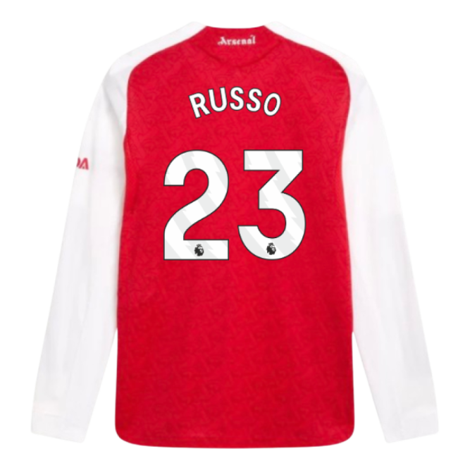 Men's 2025-2026 Arsenal Authentic Long Sleeve Home Shirt (Russo 23)