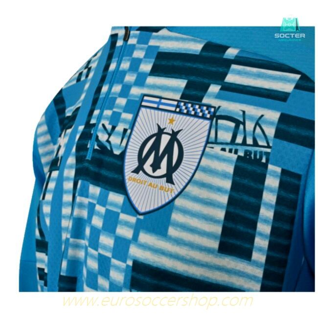 2024-2025 Marseille Prematch 1/4 Zip Top (Bleu Azur)