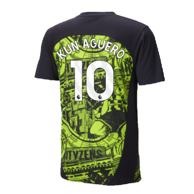 Man City 2024-20 Home Football Shirt - Kun Aguero 10 L M S Kids