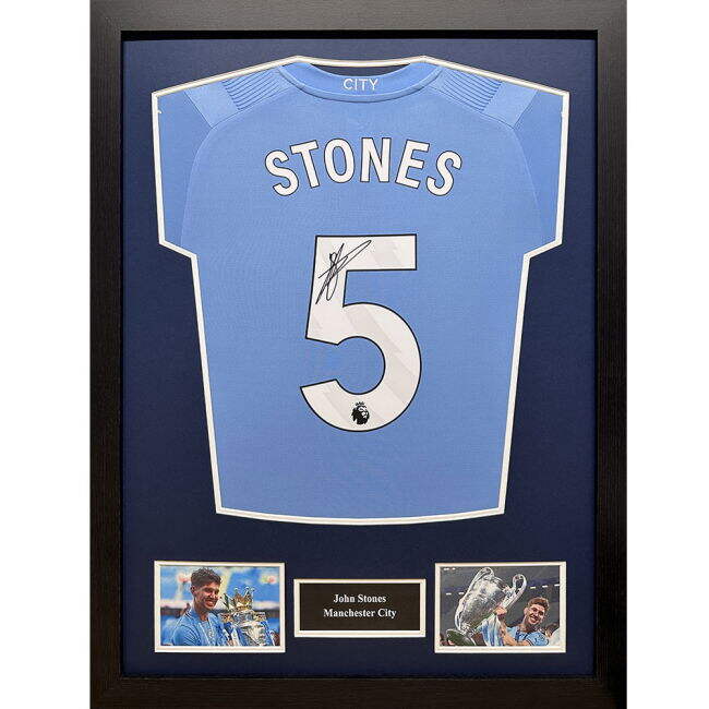 Classic Manchester City FC Stone Signed Shirt (Framed) for Match Su...