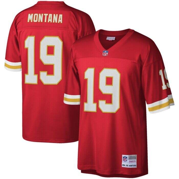 Men's Kansas City Chiefs Joe Montana Mitchell & Ness Red L...
