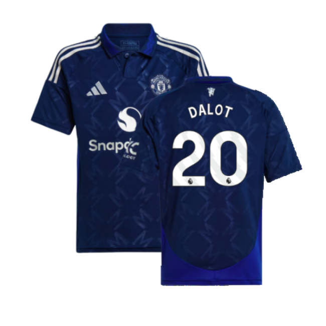 Man Utd Official Away Football Shirt 2024-20 Dalot 20 L M S Kids