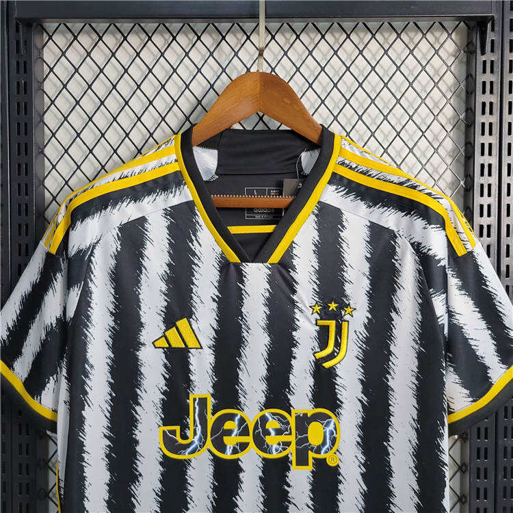 2324 Juventus Home White Black Soccer Jersey Football Shirt -