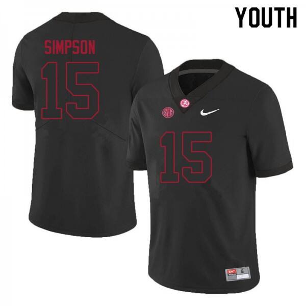 Youth(kids) Alabama Crimson Tide #15 Ty Simpson Authentic Jersey