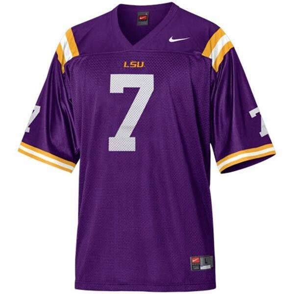 Men Lsu Tigers #7 Tyrann Mathieu Honey Badger Men White V7c Jersey