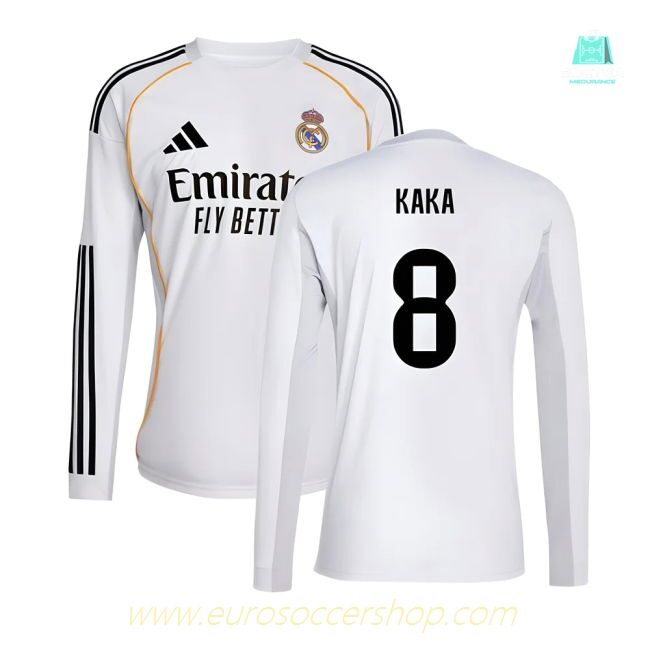 2025-2026 Real Madrid Long Sleeve Home Shirt (Kaka 8)