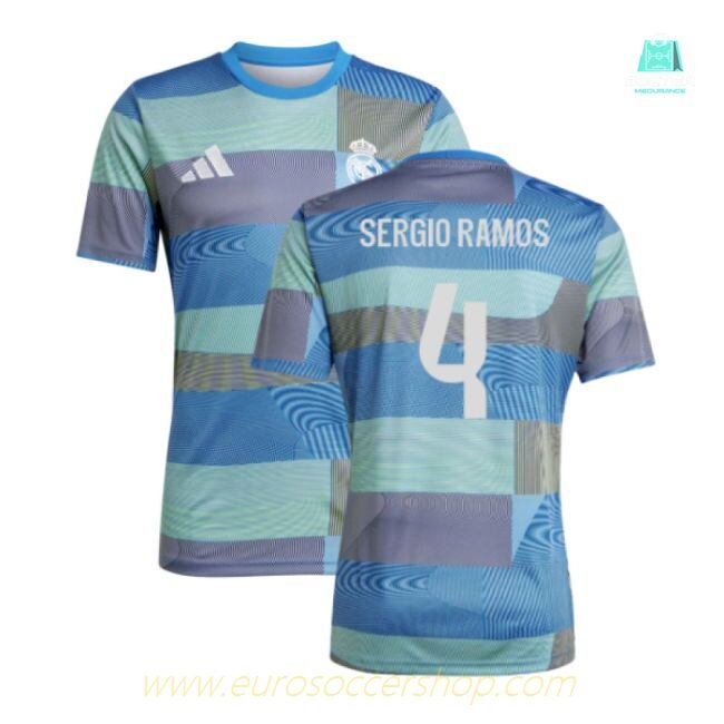 2025-2026 Real Madrid Pre-Match Shirt (Blue) (Sergio Ramos 4)